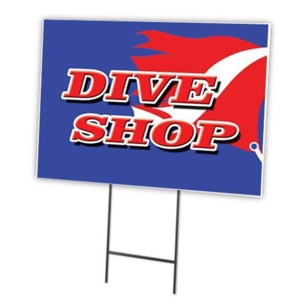 Dive Shop Yard Sign & Stake outdoor plastic coroplast window, C-1216-DS-Dive Shop, Signmission, Mfr#: C-1216-DS-Dive Shop